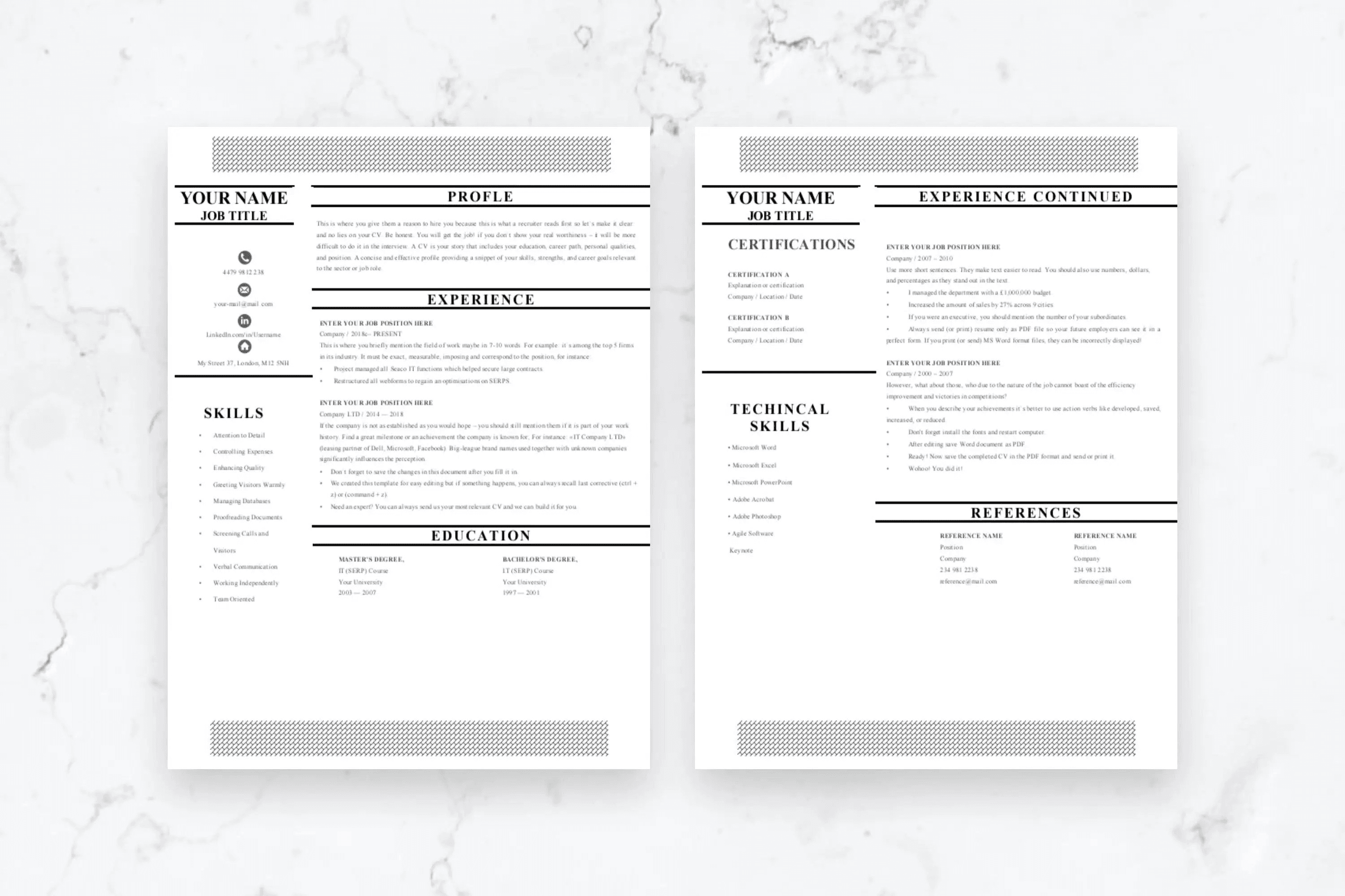 Studio Career CV - 2-page layout