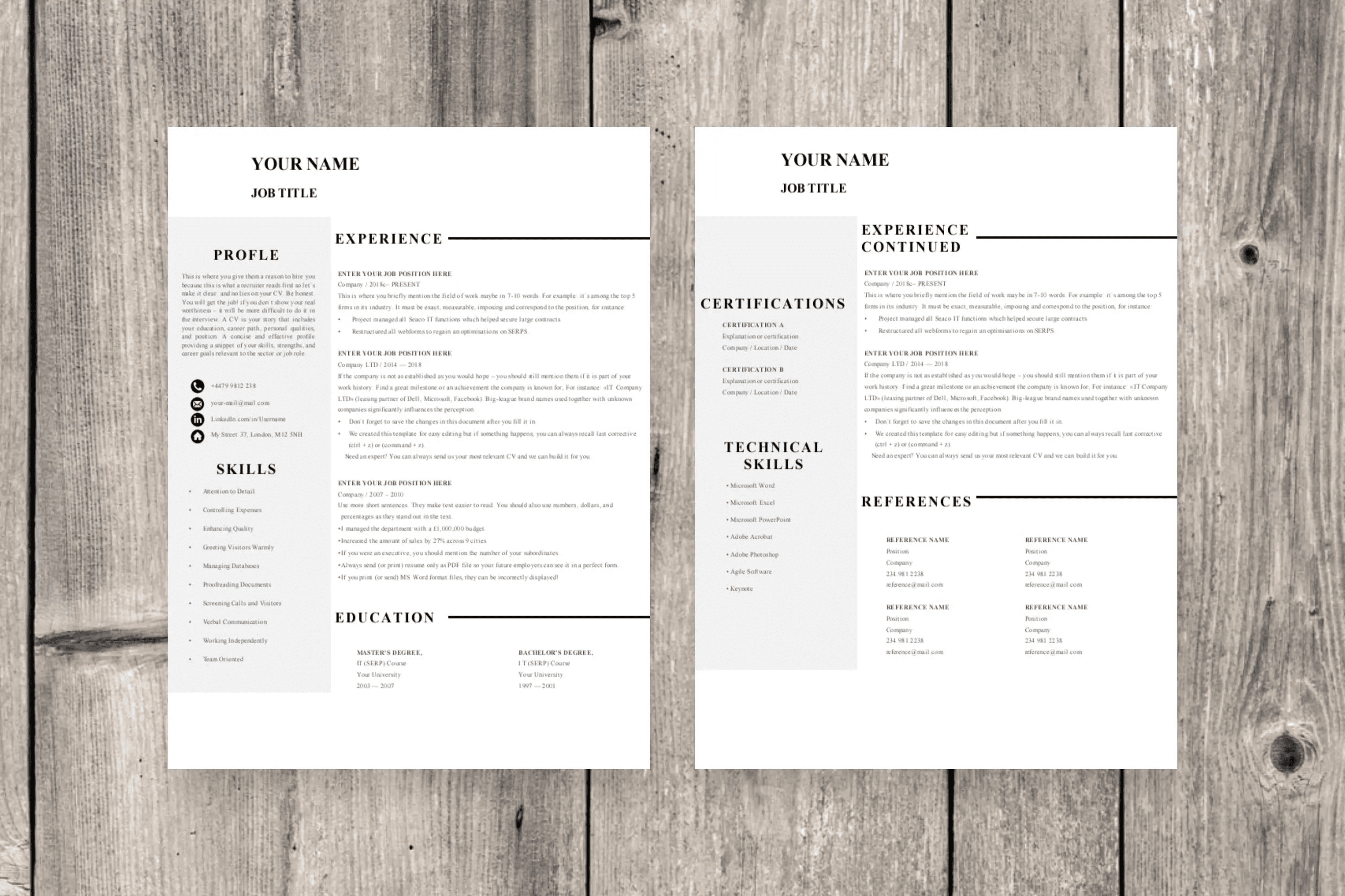 Studio Clean CV - 2-page layout