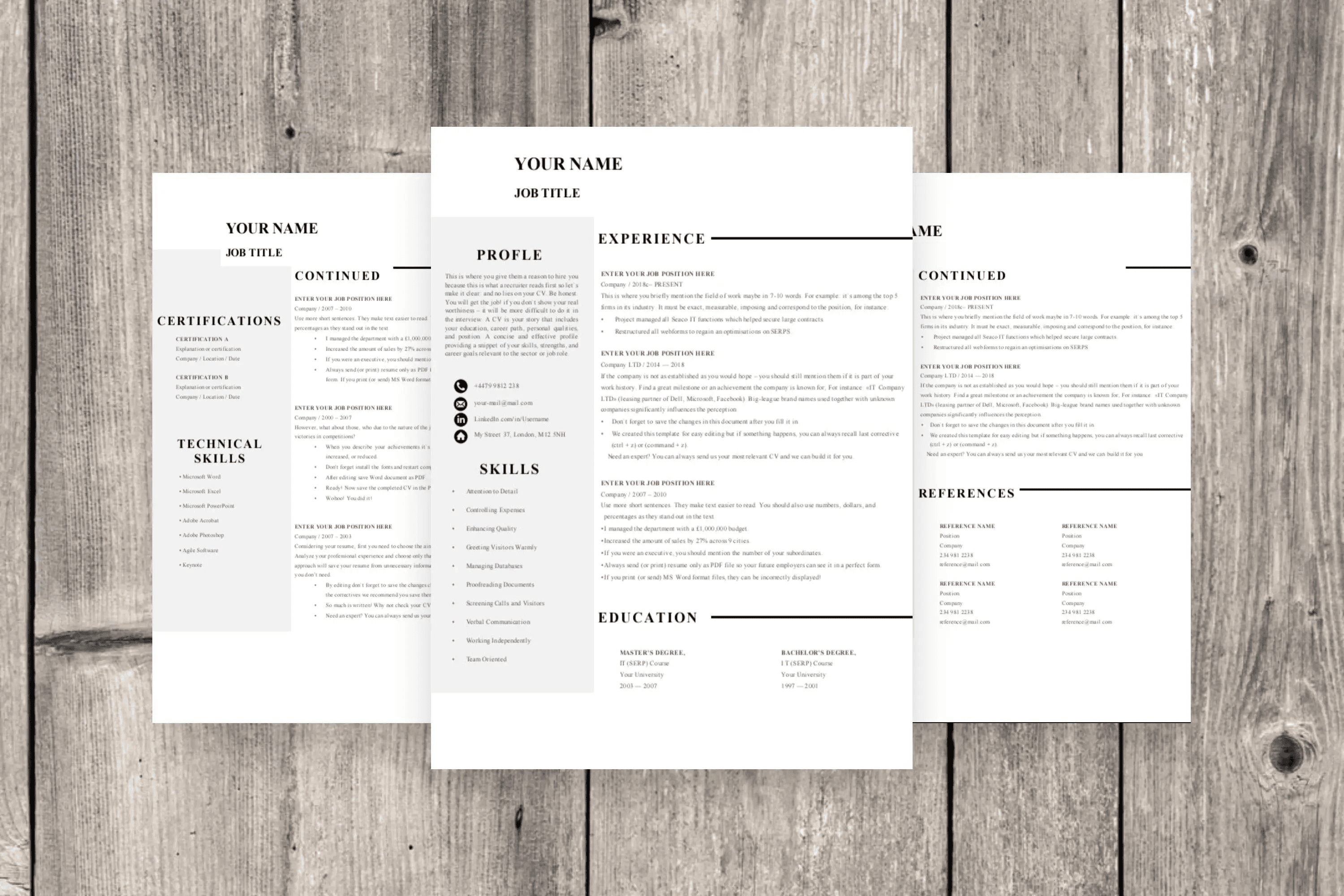 Studio Clean CV - 3-page layout