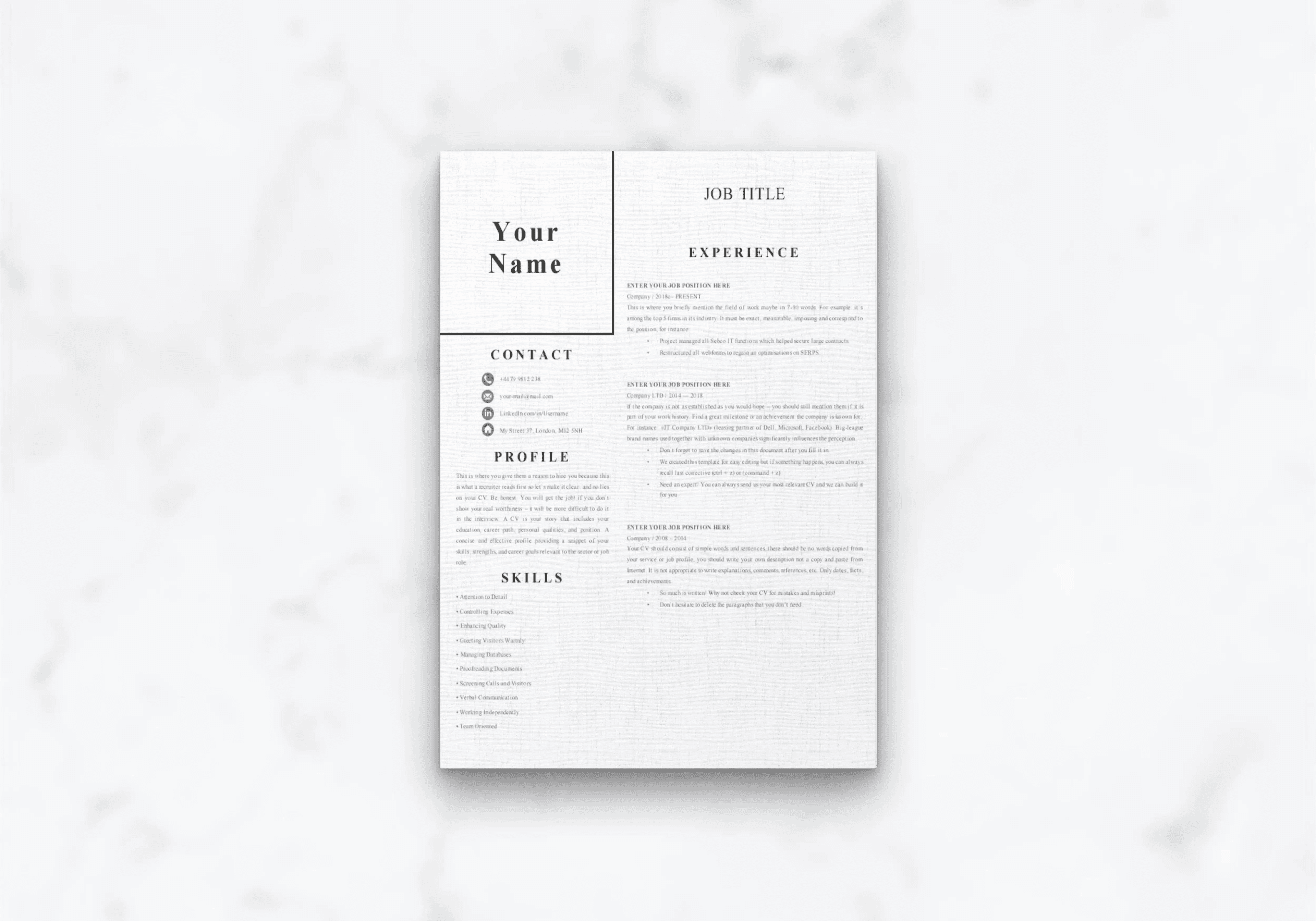Easy CV - 1-page layout