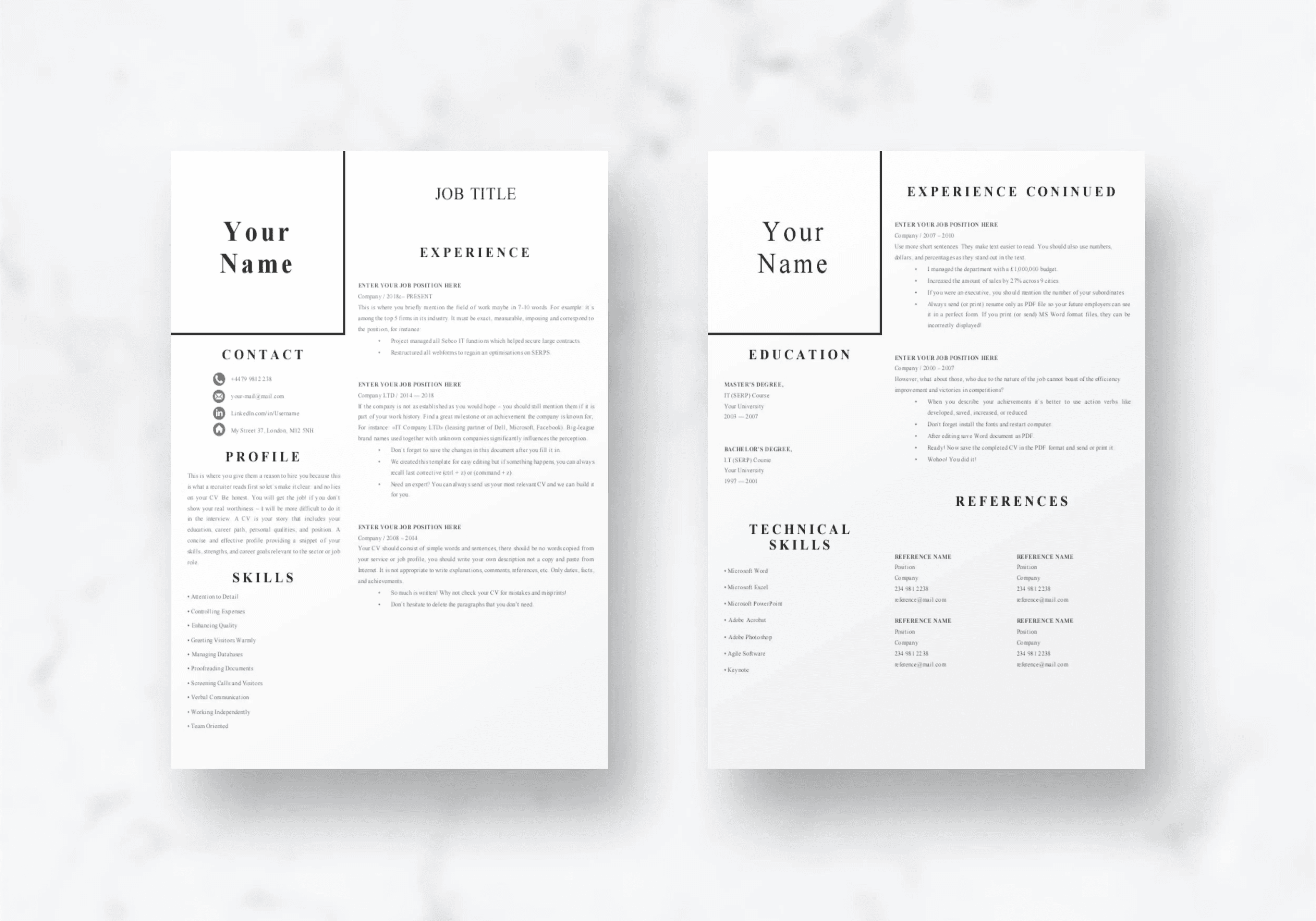 Easy CV - 2-page layout
