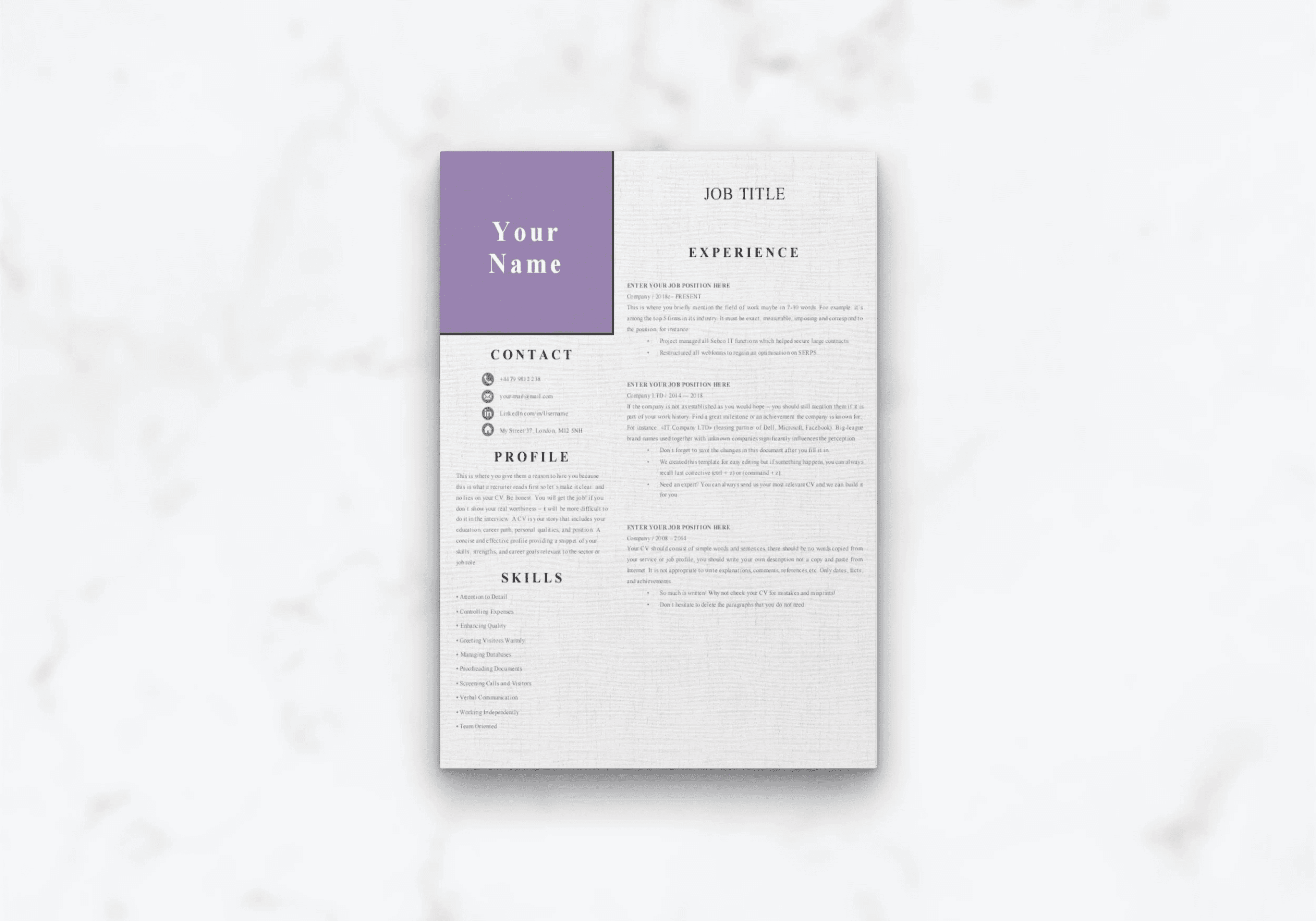 Easy CV - 1-page colour layout
