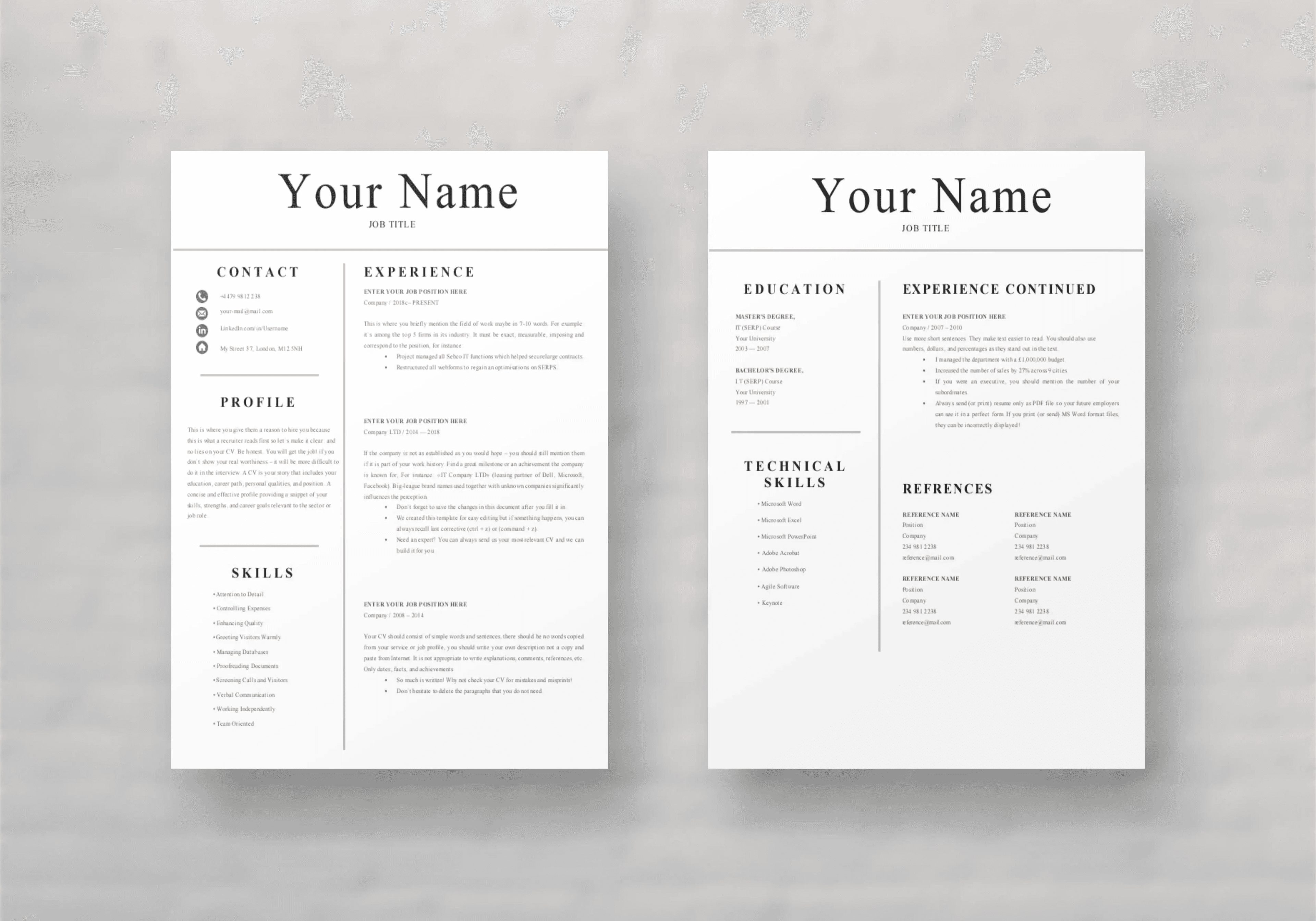Studio Modern CV - 2-page layout