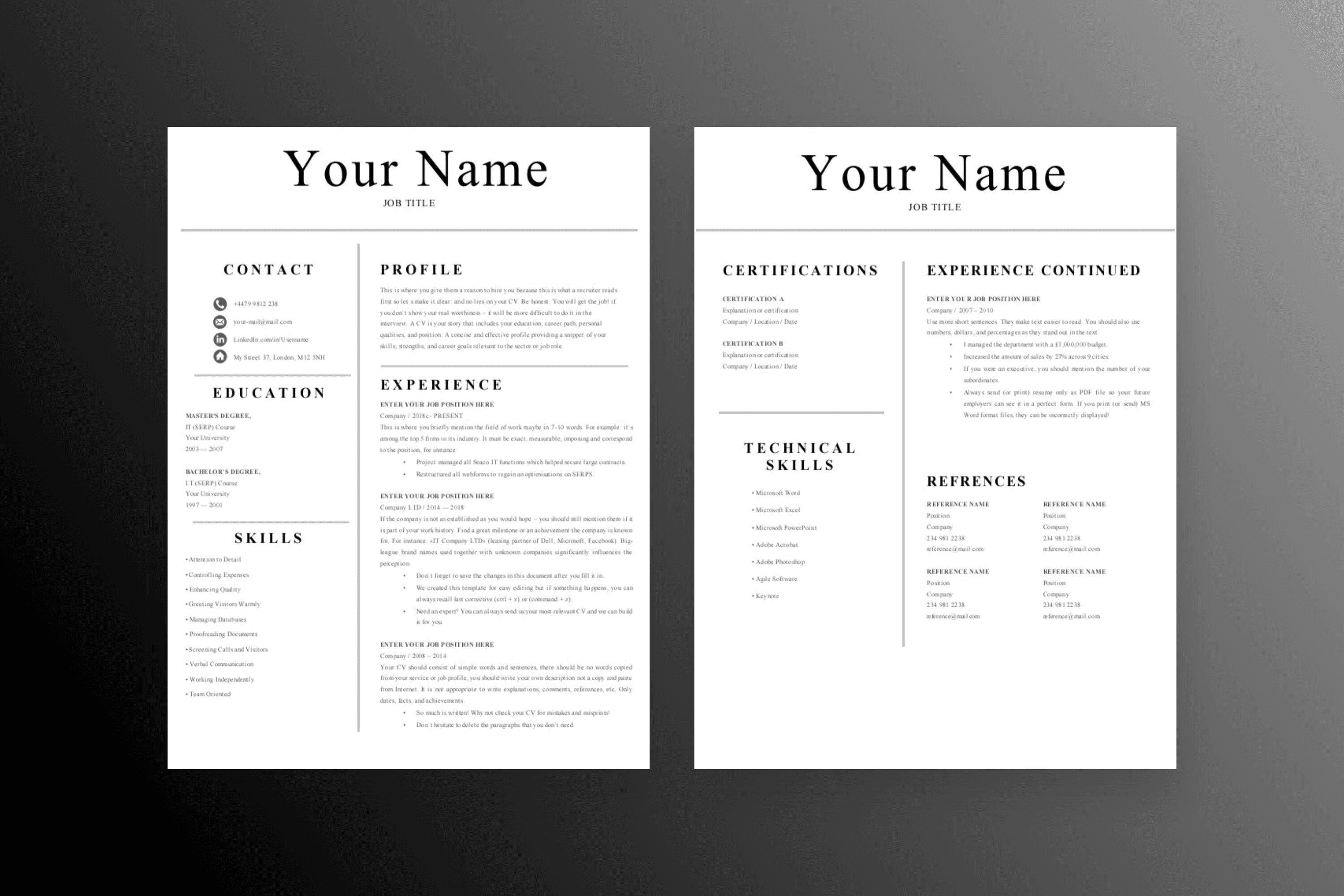 Studio Professional CV - 2-page layout