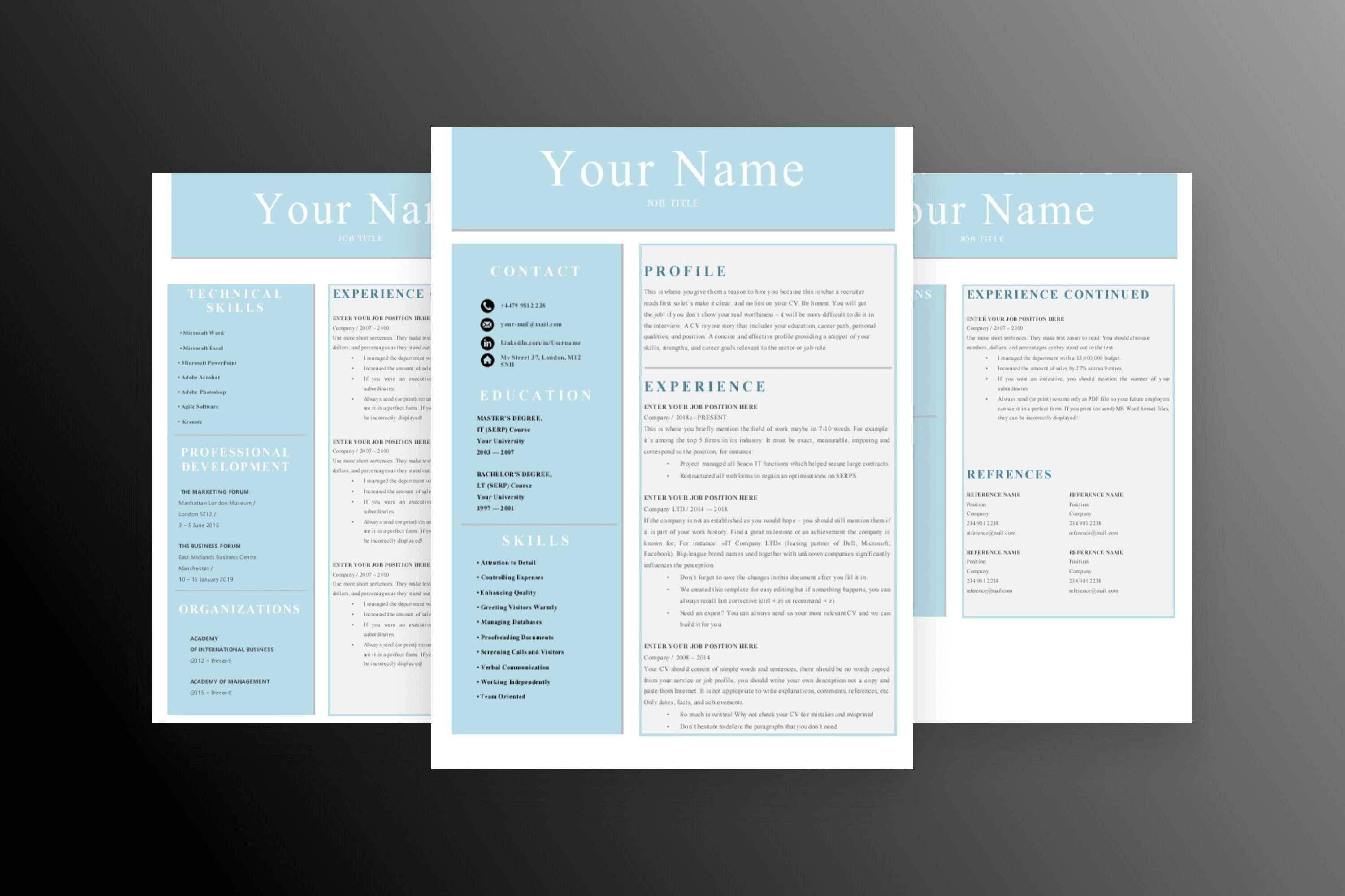 Studio Professional CV - Colour 3-page scene
