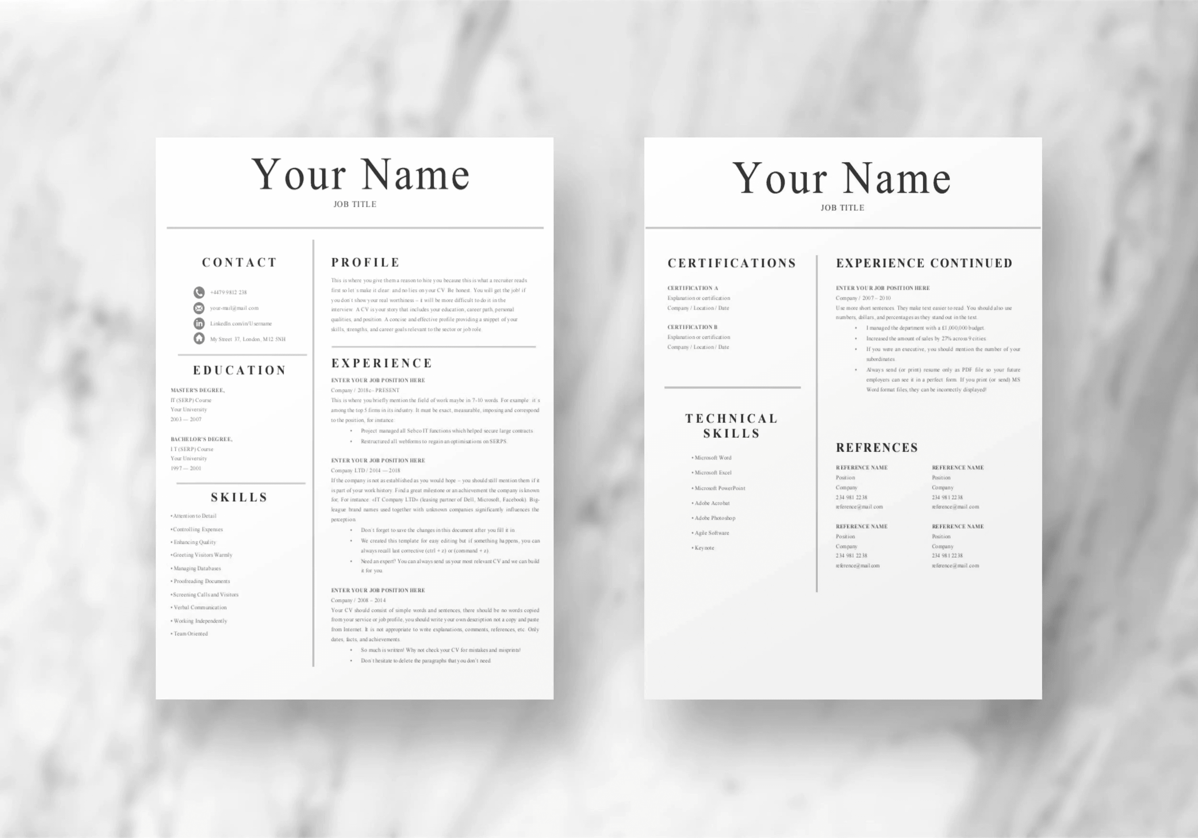 Studio Simple CV - 2-page layout