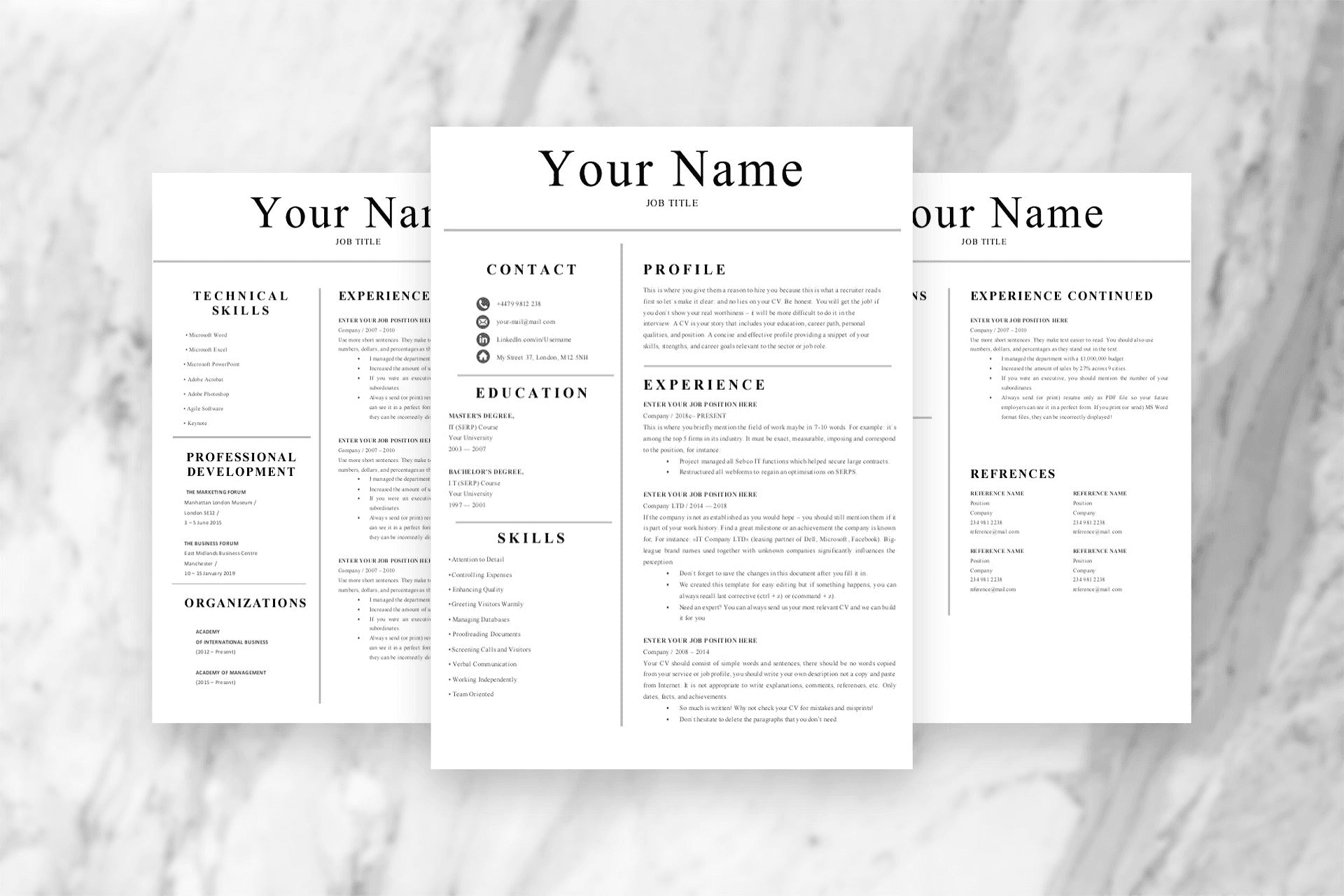 Studio Simple CV - 3-page layout