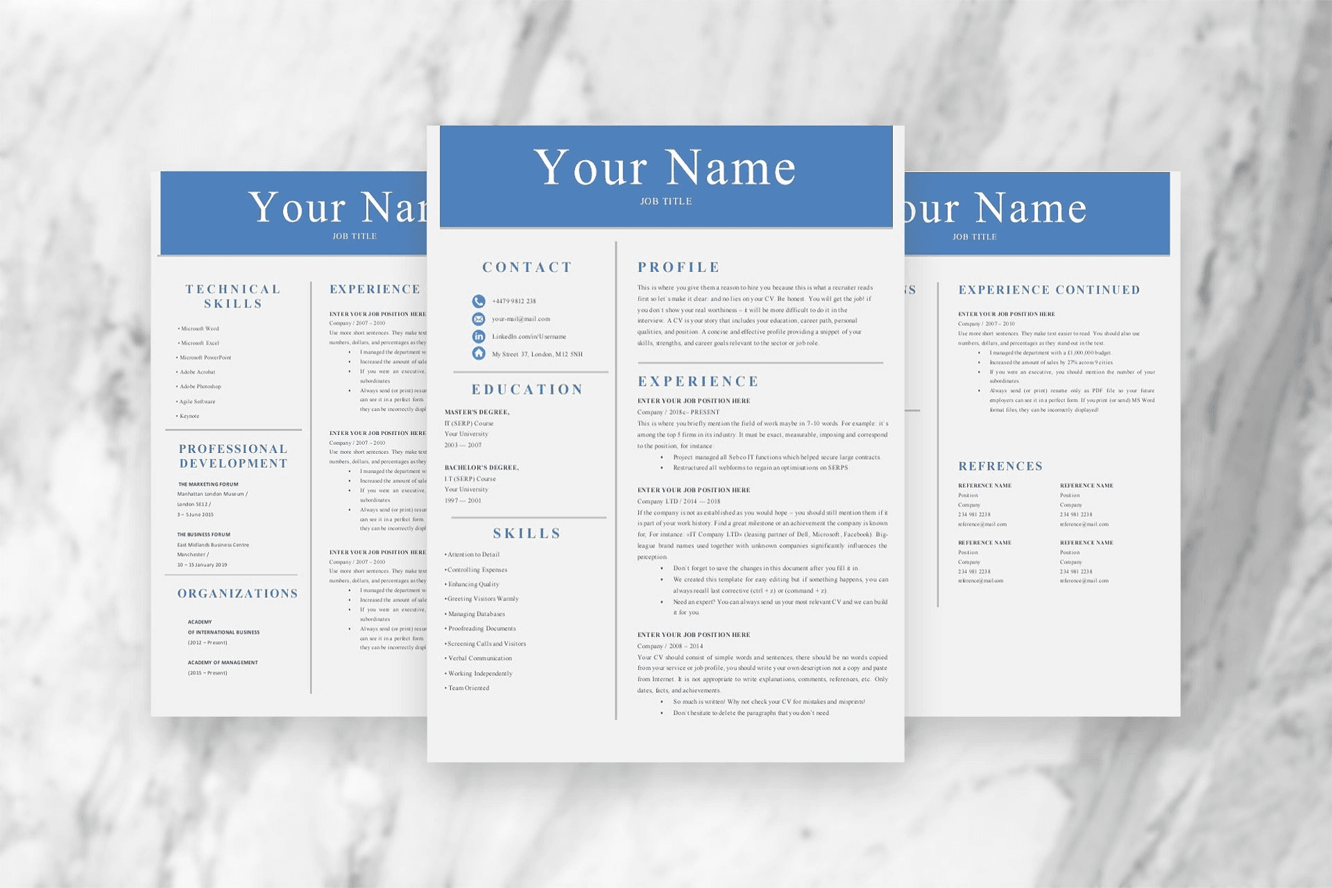 Studio Simple CV - 3-page colour scene