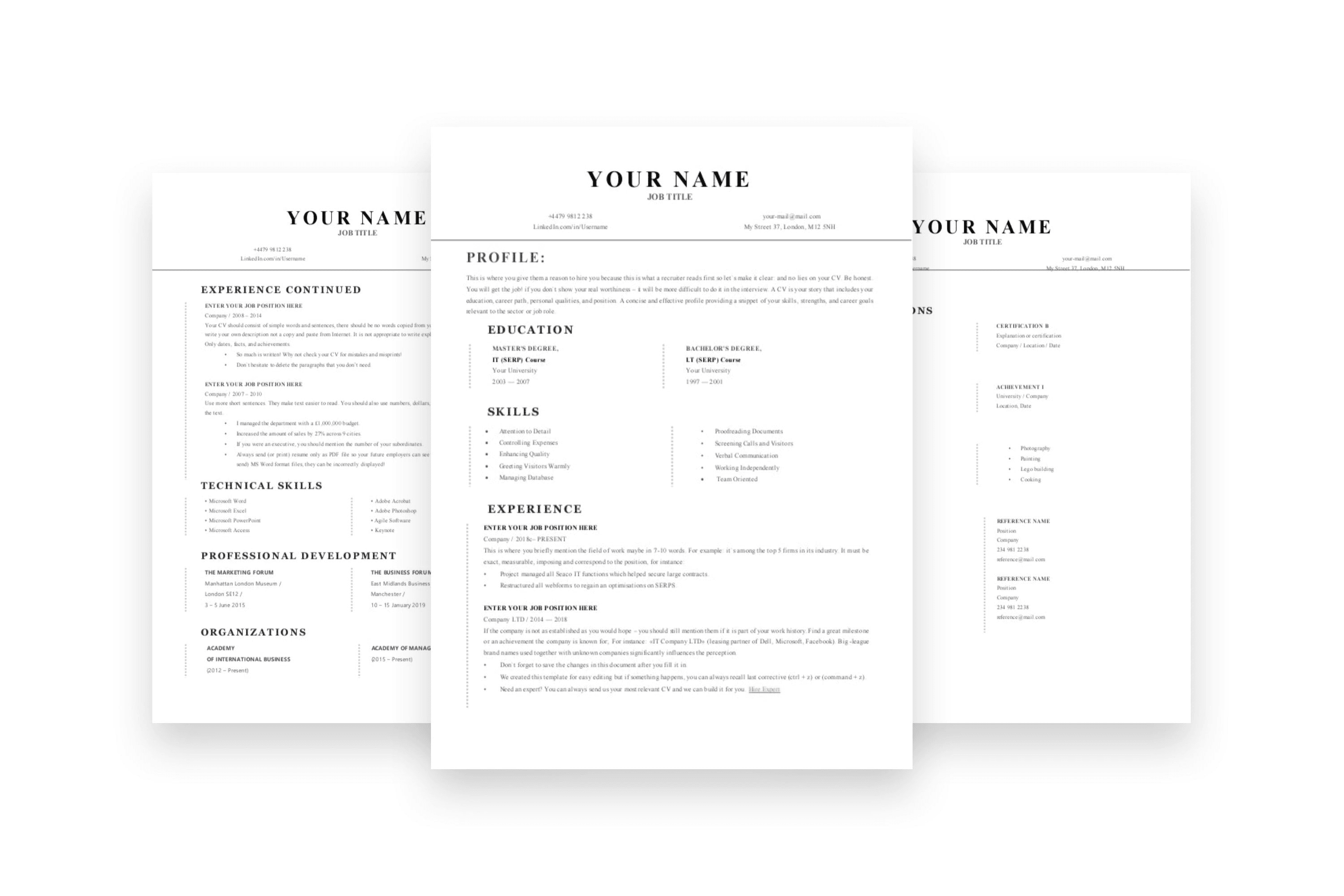 Studio Smooth CV - 3-page layout