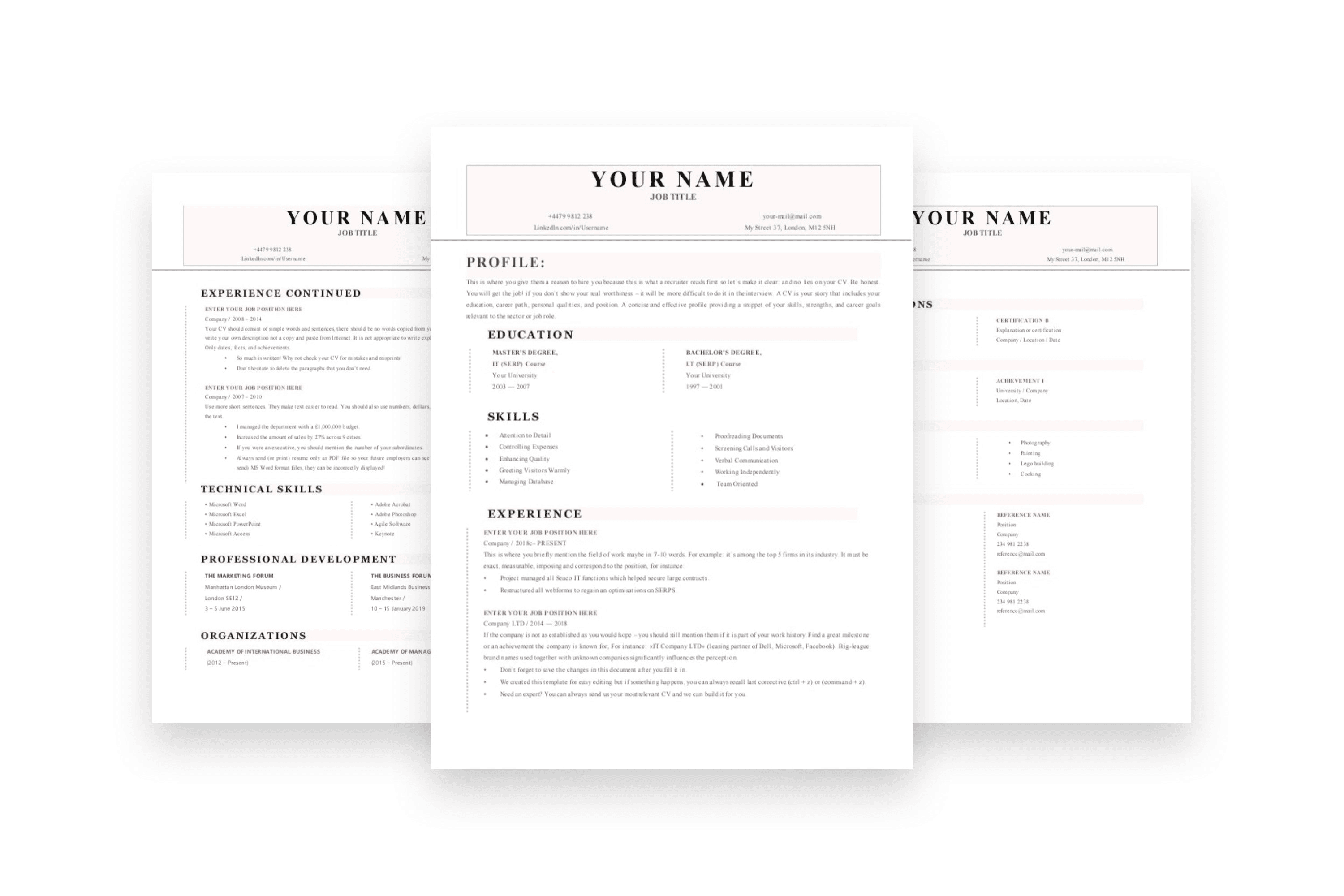 Studio Smooth CV - 3-page colour scene