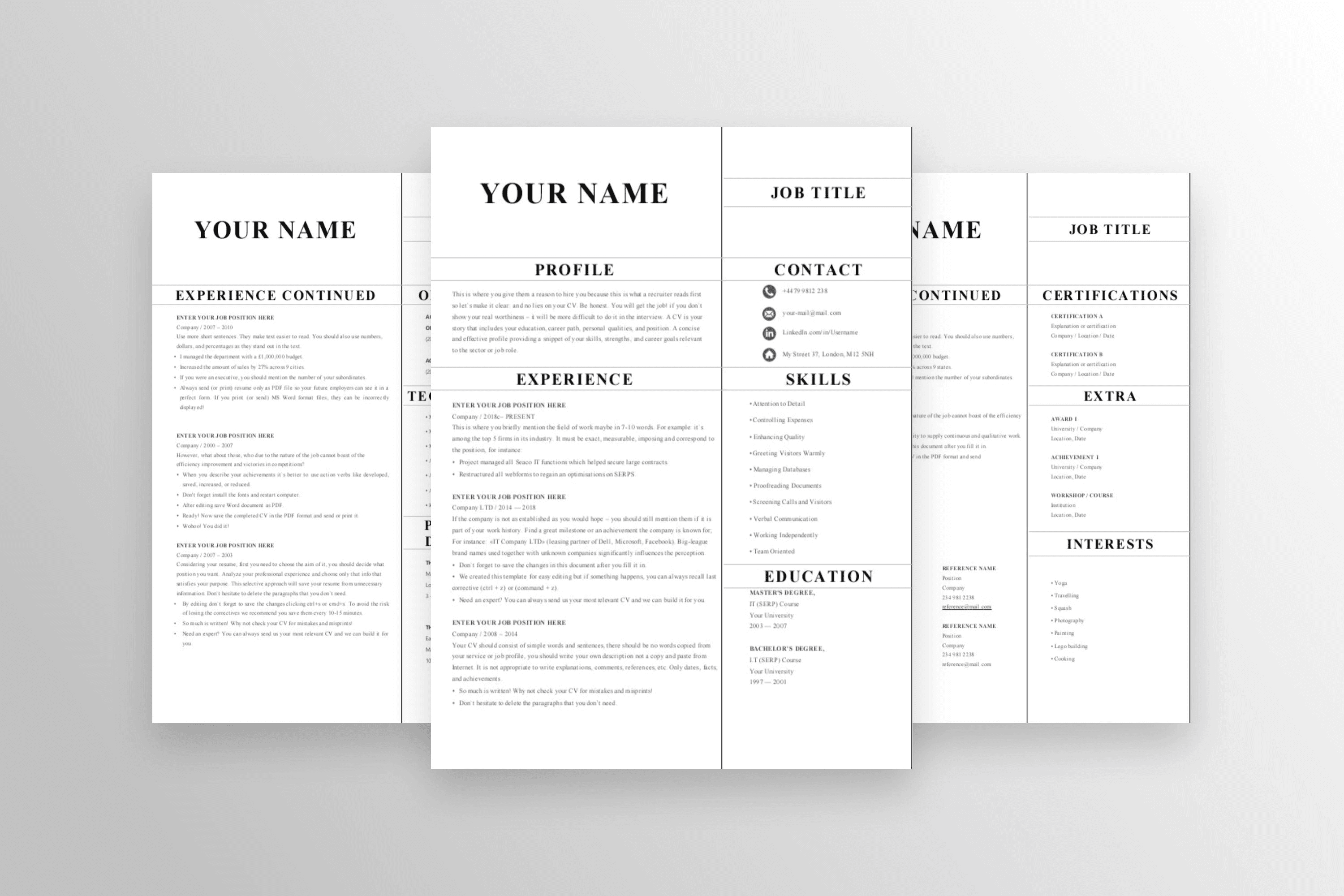 Studio Winning CV - 3-page layout