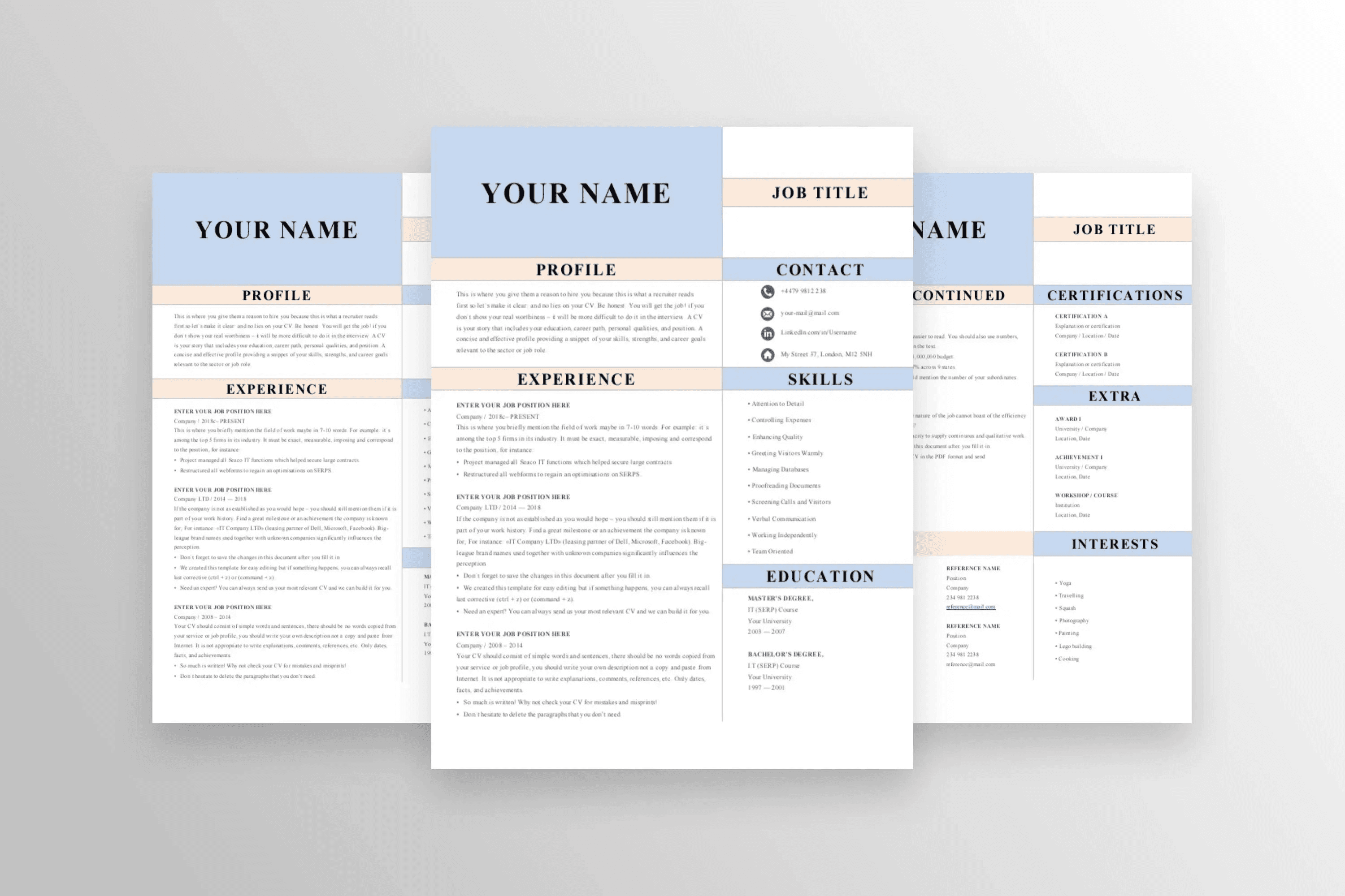 Studio Winning CV - 3-page colour scene